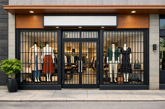 Security grilles for commercial venues